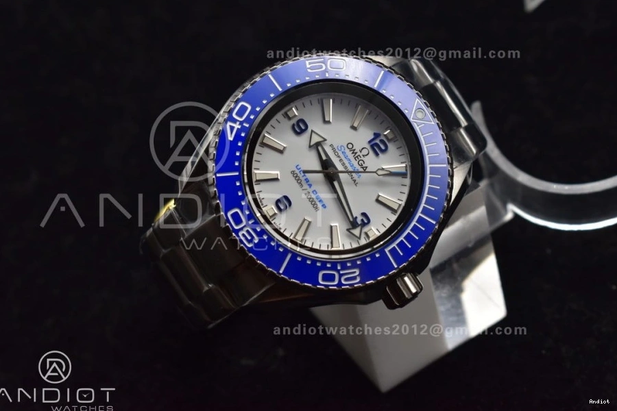 Ultra Ceramic Seamaster A2824 Dial 1:1 Edition TF White Best 6000M on SS Bracelet Bezel Deep SS Blue 1218